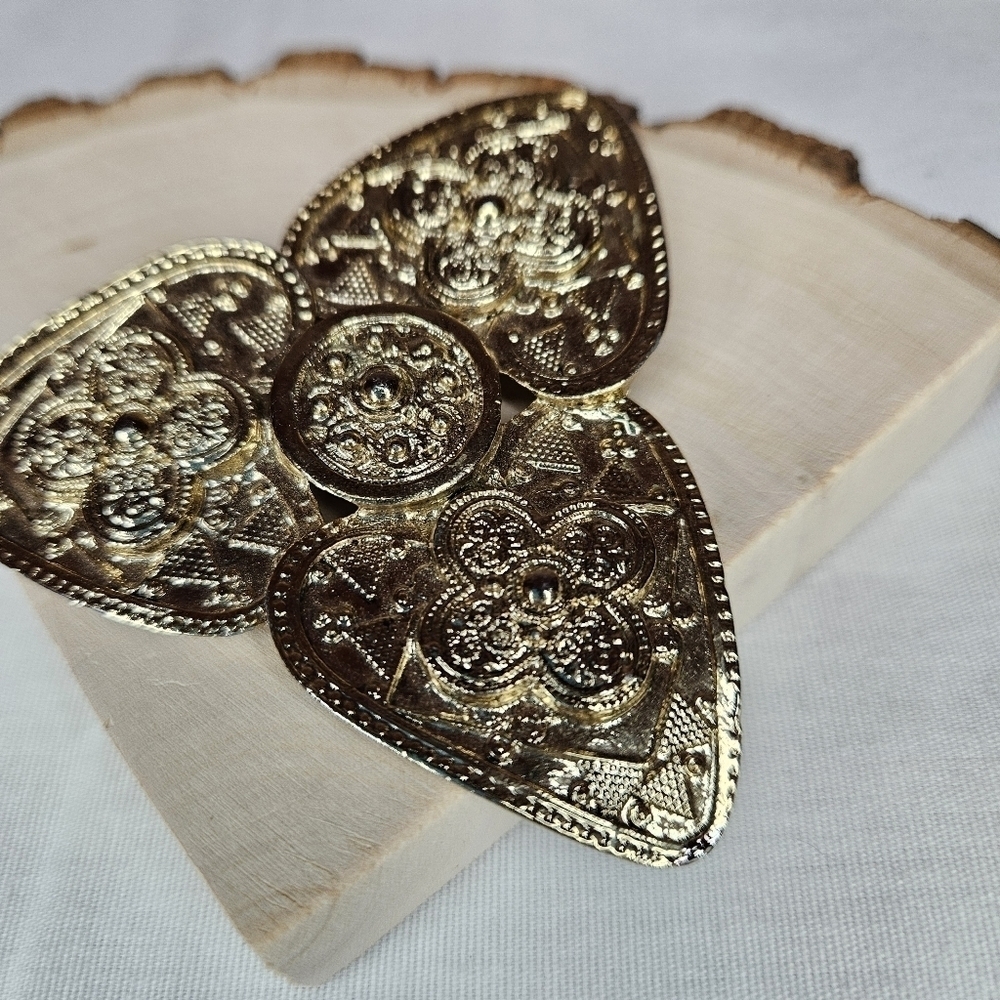 Vintage MJ Enterprises 1970s Egyptian Revival Gold Tone Brooch Pin EUC Large 3" - Picture 2 of 7